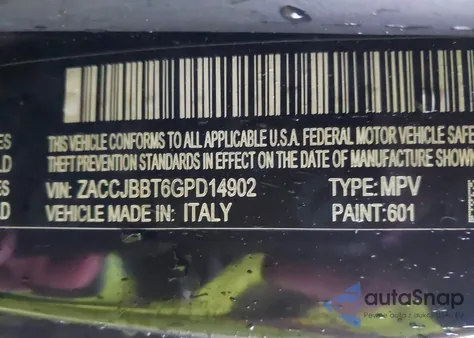 2016 Jeep Renegade 75Th Anniversary from USA, damaged, VIN ZACCJBBT6GPD14902